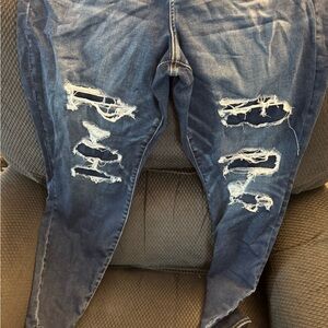 American Eagle Outfitters Blue Skinny Distressed Jeans
